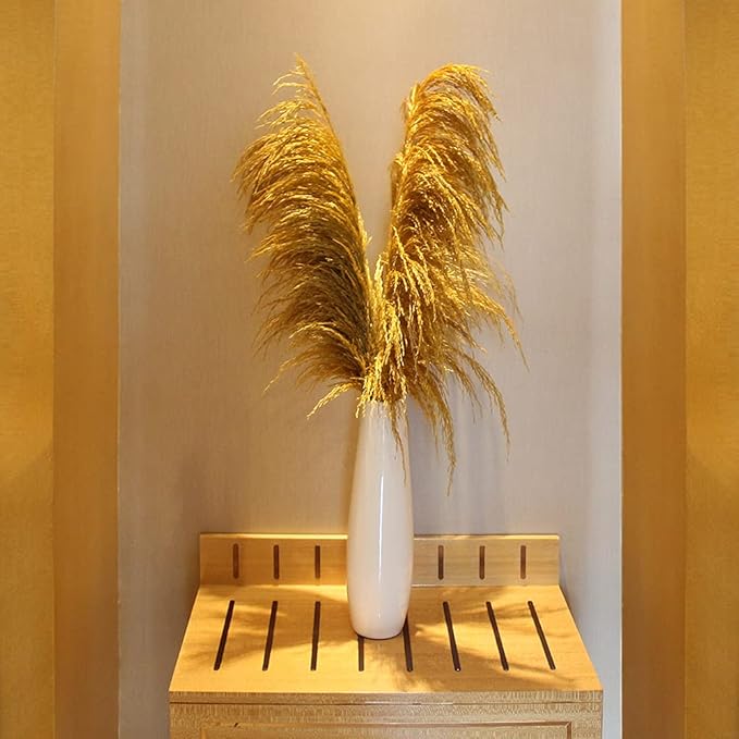 Pampas Grass Decor Tall,Long Pampas, Large Pompas Floral, Elegant Feather Flowers for Wedding Decorations, Living Room Decor (Natural Gold, 8pcs 31.5"(80cm))