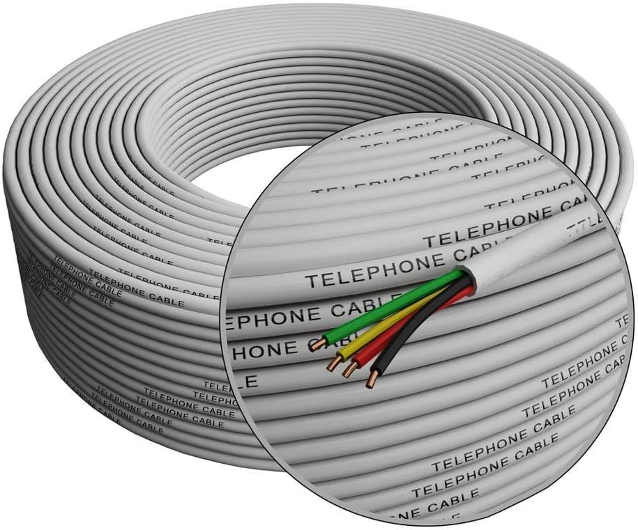 Tupavco TP801 | 300ft Rounded White Phone Cable - 4x1/0.4 26 AWG Solid Wire for RJ11 Connections