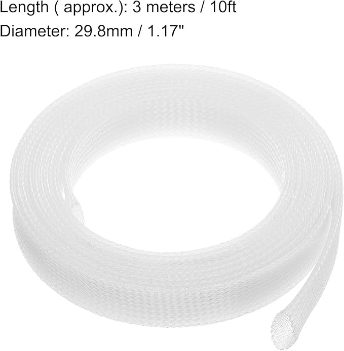 uxcell Expandable Sleeving,1 3/16-inch 10ft Cable Sleeve, Clear