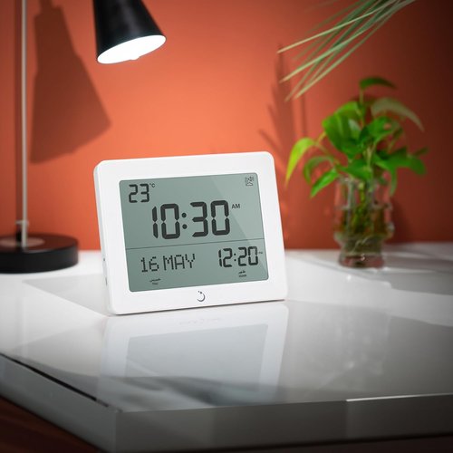 ALFAJR Azan Clock CF-19 - Automatic Athan in 5 Voices | Simplified Manual for USA Cities - White