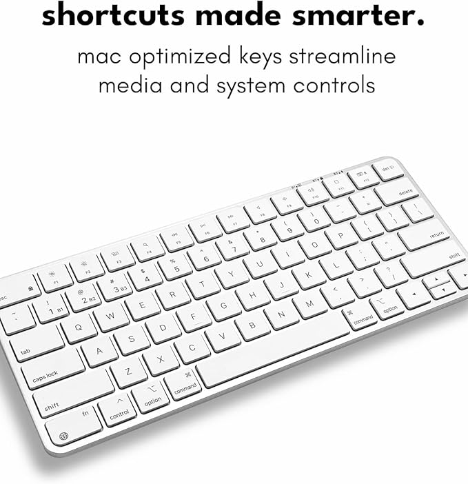Macally Apple Wireless Keyboard and Mouse for Mac - Dual Mode (Bluetooth + Wired) - Multi-Device, Rechargeable - Mini Wireless Keyboard and Mouse Combo for MacBook, iPad, Mac mini/Air/Pro (Silver)