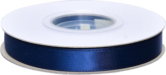 YAMA Navy Blue Double Faced Satin Ribbon, 1/2 Inch 25 Yards, Navy Ribbon for Gift Wrapping Crafts Hair Bows Wedding Party Decoration