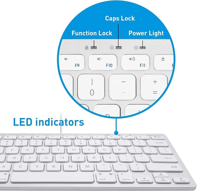 Macally Small Wired Keyboard for Mac and Windows - 78 Scissor Switch Keys Compatible Apple Keyboard for MacBook Pro/Air, iMac, Mac mini/Pro - Plug and Play USB That Saves Space and Looks Great