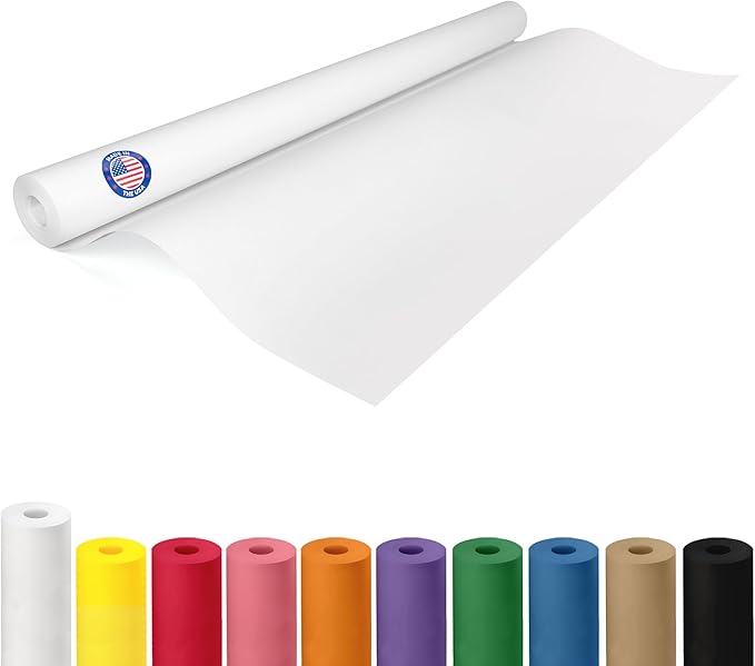 IDL Packaging White Paper Roll 36" x 1200" (100 feet) - USA-Made Quality White Kraft Paper 50lb Thickness for Packing, Moving, Shipping & Crafts/Arts - 100% Recyclable Natural Wrap Material