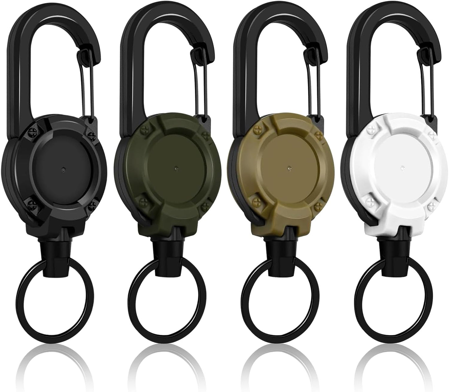 Skiennix Retractable Keychain | Heavy-Duty Carabiner Badge Holder | 24-Inch Steel Cord, 8 oz ABS Casing