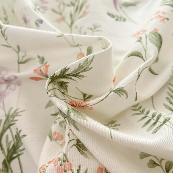Nayoroom Floral Duvet Cover Twin Size Cottagecore Green Botanical Leaf Flower Spring Duvet Cover 2 Pcs Soft Lightweight Microfiber Pastoral Aesthetic Bedding Set Gift for Women