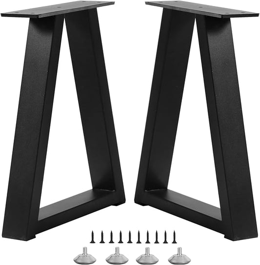 16 Inch Trapezoid Metal Table Legs for Bench, Coffee Table Legs, DIY Furniture Feets Set of 2, Including Screws and Adjustable Feet Pads, 16 Inch x 10.8 Inch
