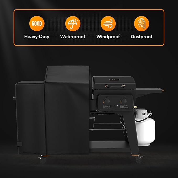 ZBXFCSH Heavy Duty 600D Polyester Cover Compatible with Pit Boss Charleston 1020 Pellet Grill Gas Griddle Combo PB1020NX Wood Pellet Grill with Handles, All Weather Protection Waterproof Cover