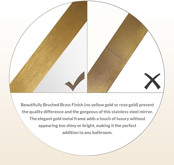 ANDY STAR Gold Bathroom Mirrors for Over Sink, 36x36 Inch Brushed Gold Wall Mirror, Rectangular Metal Framed Vanity Mirror -Modern Clean Design with Superior Stainless Steel Frame
