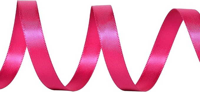 YAMA Hot Pink Double Faced Satin Ribbon 3/8 Inch 25 Yards Hot Pink Fabric Ribbon for Gift Wrapping Crafts Bows Wedding Party Decoration