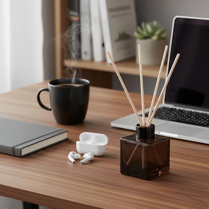 100ml 2pcs Reed Diffuser Bottles,Fragrance Diffuser Empty Bottle with 20pcs Reed Sticks for Home Fragrance Accessories and Women Gift Room,Home,Bathroom Decor