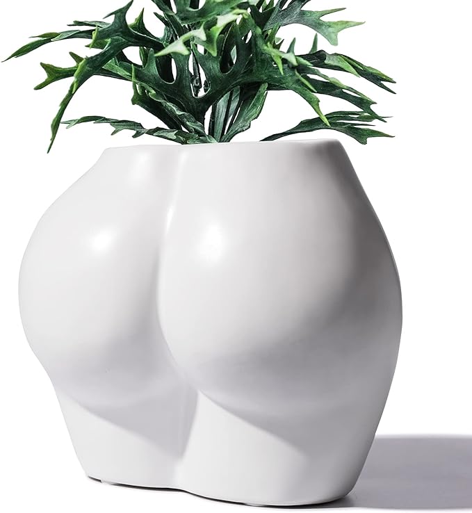 Cute Body Shaped Planter Fun Resin Plant Pots Indoor with Drainage Hole for Houseplants Succulents Small Plant, Funny Gift for Christmas/Birthday