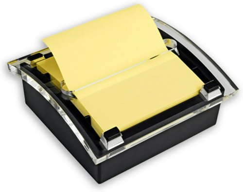 Post-it® Note Dispenser - Black Base with Clear Top | Includes 50 Sheets of 3x3 Canary Yellow Notes