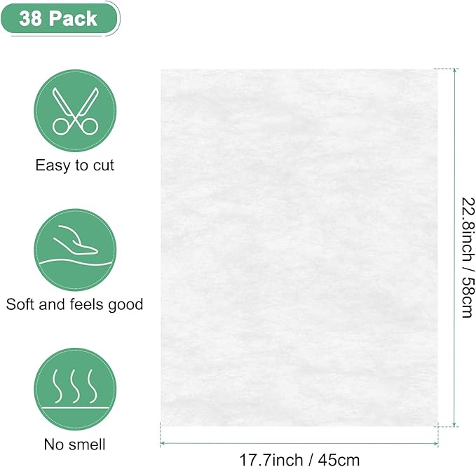 M METERXITY 38-Sheet Korean Cotton Wrapping Flower Paper, 22.8x17.7 Inch/ 58x45cm Waterproof Floral Wrapping Cotton Paper for Bouquets/Gift Packaging [White]