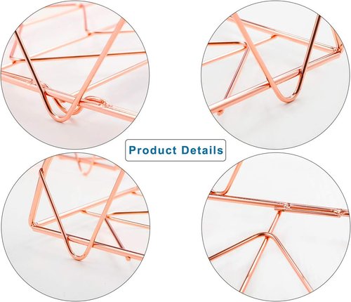 PAG Desktop File Organizer - Metal Stackable Horizontal Letter Tray - Rose Gold, 2 Packs