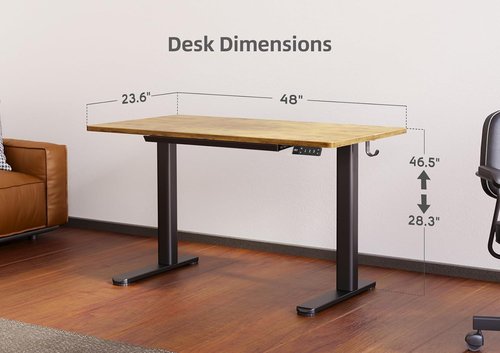 Claiks Electric Standing Desk - Adjustable Height Sit-Stand Workstation with Drawers | 48 x 24 Inches Rustic Brown