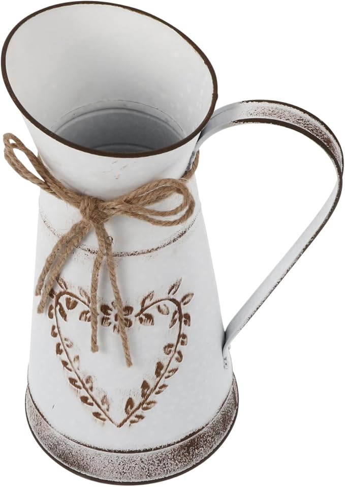BESTonZON Vintage Iron Flower Vase Pot Handle Rustic Home Decor Centerpiece for Weddings Parties and for Bouquets Floral Arrangements and Table Decoration