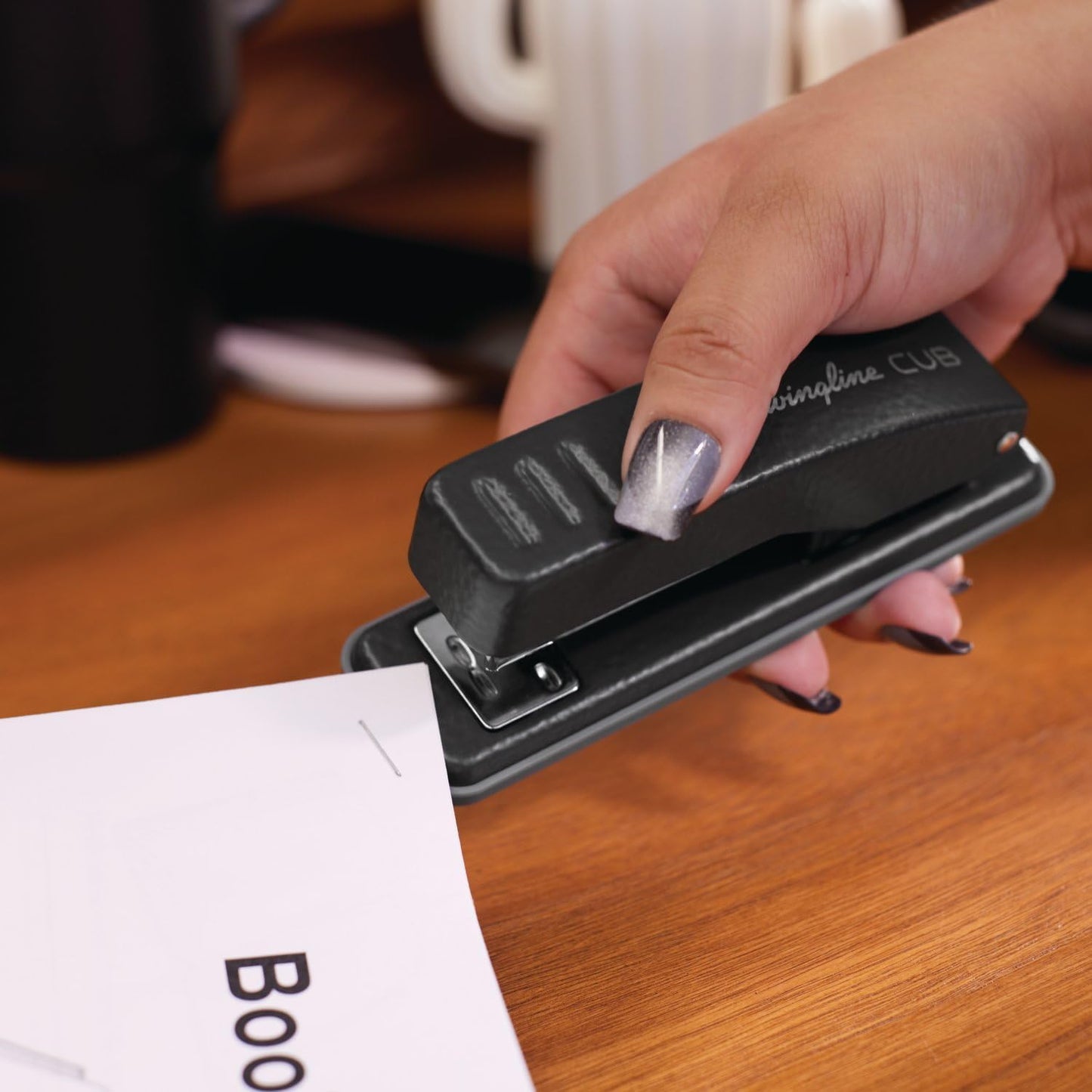 Swingline Cub Compact Desktop Stapler - 20 Sheet Capacity, Metal, Matte Black Finish