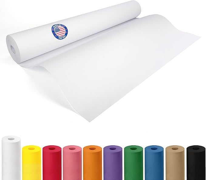 White Paper Roll 24" x 1200" (100 feet) - USA-Made Quality White Kraft Paper 50lb Thickness for Packing, Moving, Shipping & Crafts/Arts - 100% Recyclable Natural Wrap Material by IDL Packaging