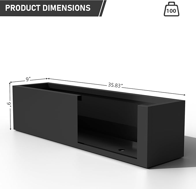 Casaphoriar Metal Planter Box 36"x9"x9", Rectangular Planter and Drainage Holes, Perfect for Outdoor Patio and Balcony Decor, Black