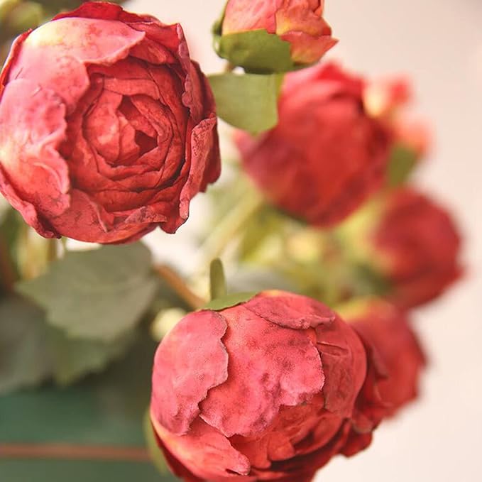 Silk Flower Artificial Peony Flowers Bouquet Centerpieces for Tables Vase Wedding Decorations Flower Arrangement Props Artificial Peony Flowers with Stems