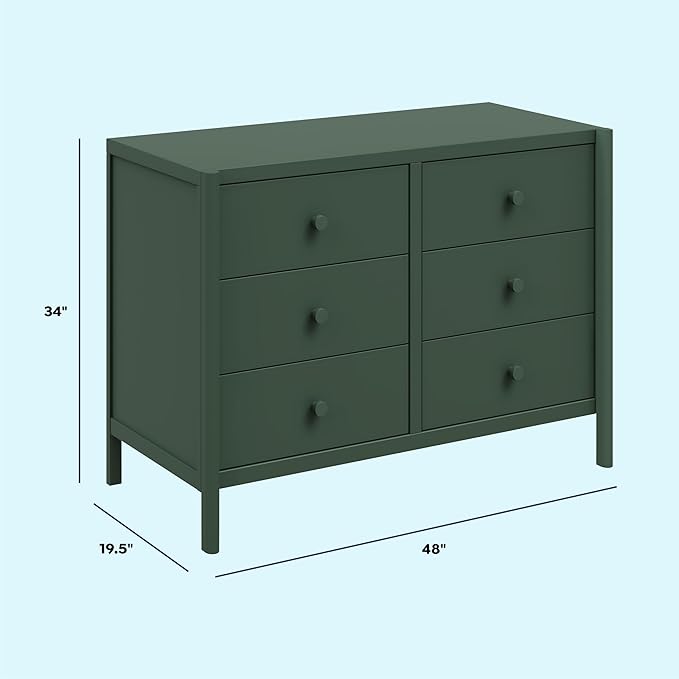 Davinci Birdie 6-Drawer Dresser in Forest Green, GREENGUARD Gold Certified