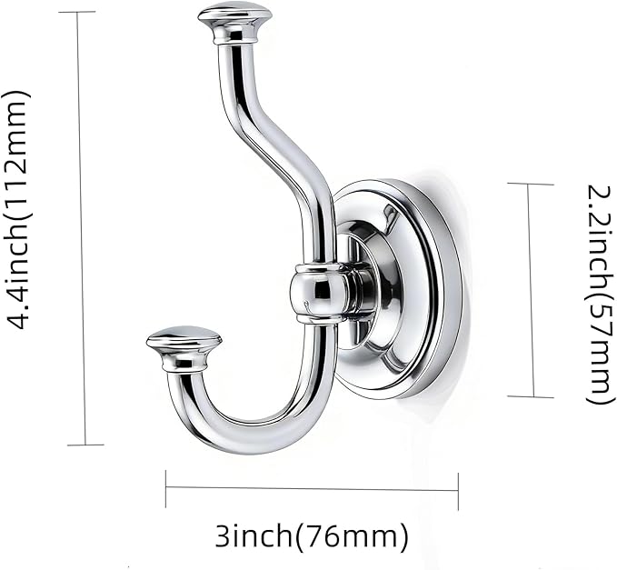 khtumeware 1 Pack 4-1/2 inch Zinc Alloy Vintage Wall Polished Chrome Large Coat Hooks Suitable for Tile, Wood Board, Glass Walls, Bathroom, Entrance Hall, Kitchen, Multi-Functional Robe Hooks