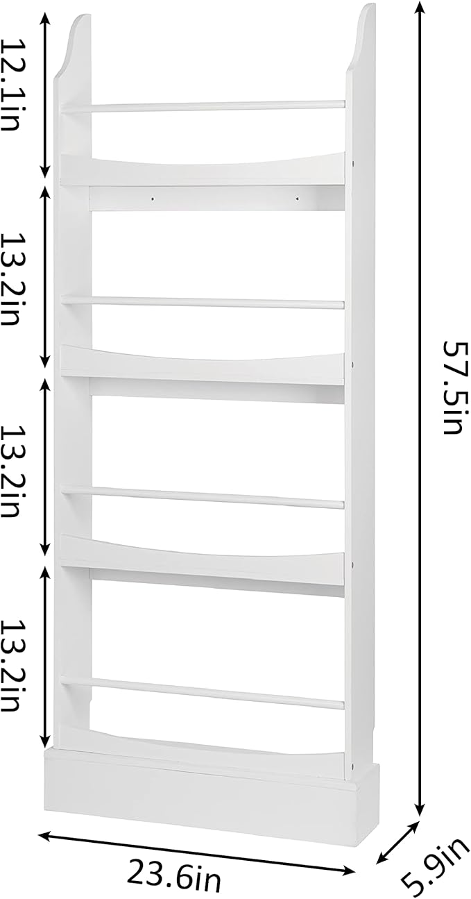 UTEX Kids Bookshelf,4 Tiers Children's Bookcases and Storage, Kids Bookcase Rack Wall for Bedroom,Study Living Room,White