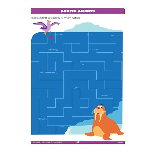 School Zone Mazes Workbook - Engaging Maze Puzzles for Preschool to 1st Grade | 64 Pages, Ages 4-6
