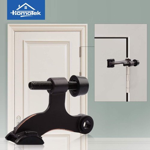 HOMOTEK Heavy Duty Hinge Pin Door Stopper - Adjustable 20 Pack with Black Rubber Bumper Tips | 2-1/2x1-3/4 Inch, Oil Rubbed Bronze