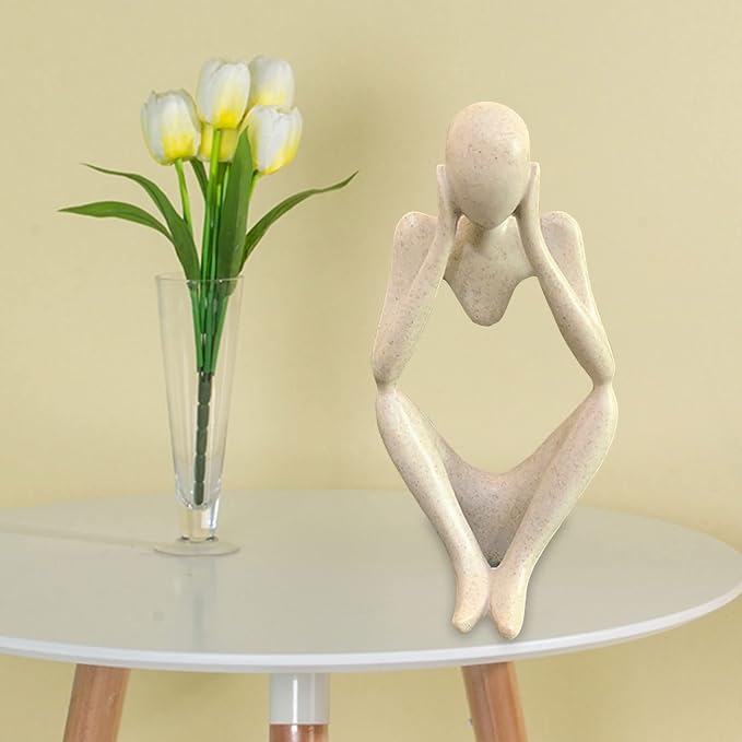 Thinker Statues And Sculptures, Sandstone Resin Thinker Statue Ornaments, Abstract Style Sculptures, Housewarming Gifts, Housewarming Decorations, Living Room Dining Desk Decorations(Middle, Small)