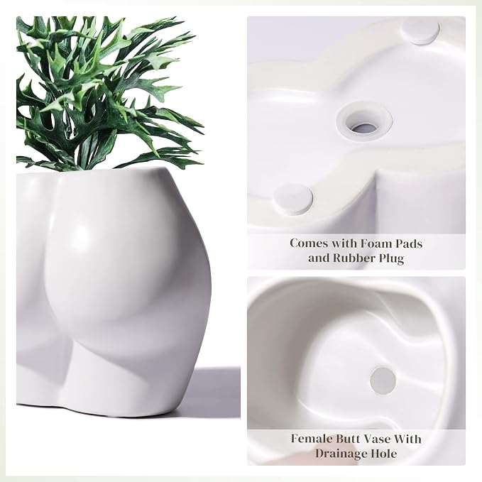 Cute Body Shaped Planter Fun Resin Plant Pots Indoor with Drainage Hole for Houseplants Succulents Small Plant, Funny Gift for Christmas/Birthday
