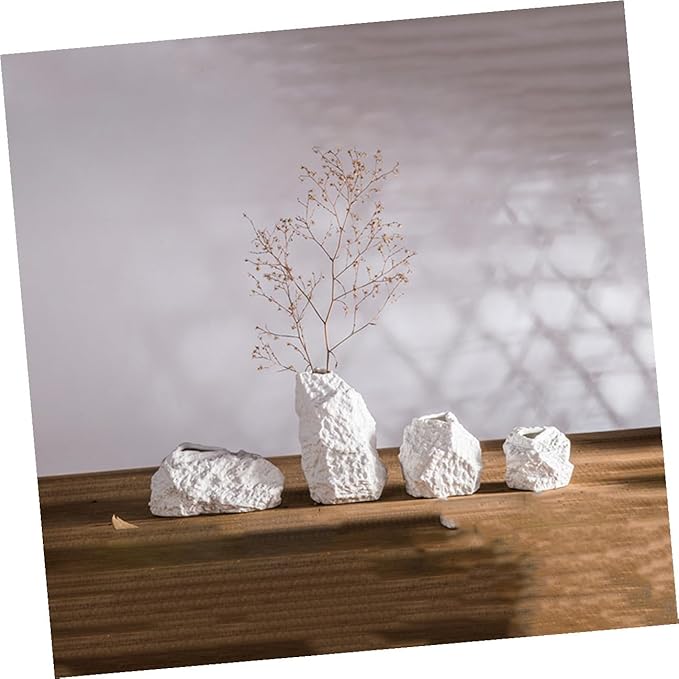 TOYANDONA Imitation Stone Ceramic Vase Artistic Home Decor Ornament for Tabletop Minimalist Flower Vase for Dried Flowers and Unique Housewarming