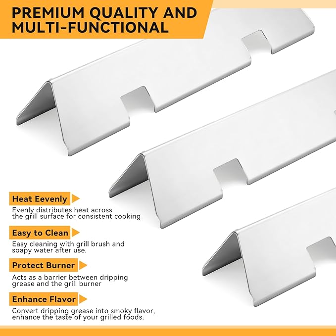 KifonMetals 15.3 Inch Flavorizer Bars for Weber Spirit I & II 200 Gas Grill with Front-Mounted Knobs, for Spirit E210 S210 E220 S220, Stainless Steel, 3 PCS, for Weber Spirit Grill Parts 7635