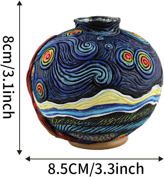 Starry Night Vase Plant Pot,Van Gogh Inspired Resin Flower Pot - Abstract Rainbow Planter with Artistic Brushstroke Design Stylish Art Flower Pot Unique Home Decor for Plants (3pcs)