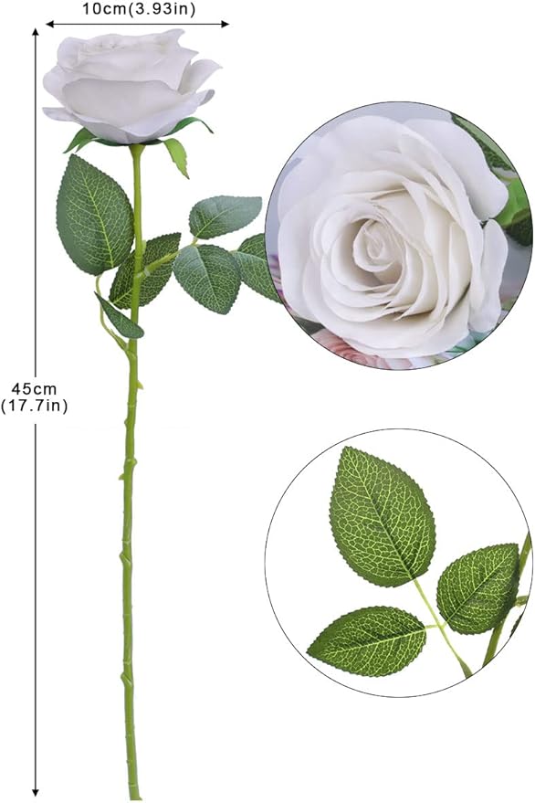Artificial Rose Flower Artificial Flowers Flower with Long Stem Silk Roses Bouquet for Wedding Bridal Shower Party Home Decoration (Nude, 12 Pcs)