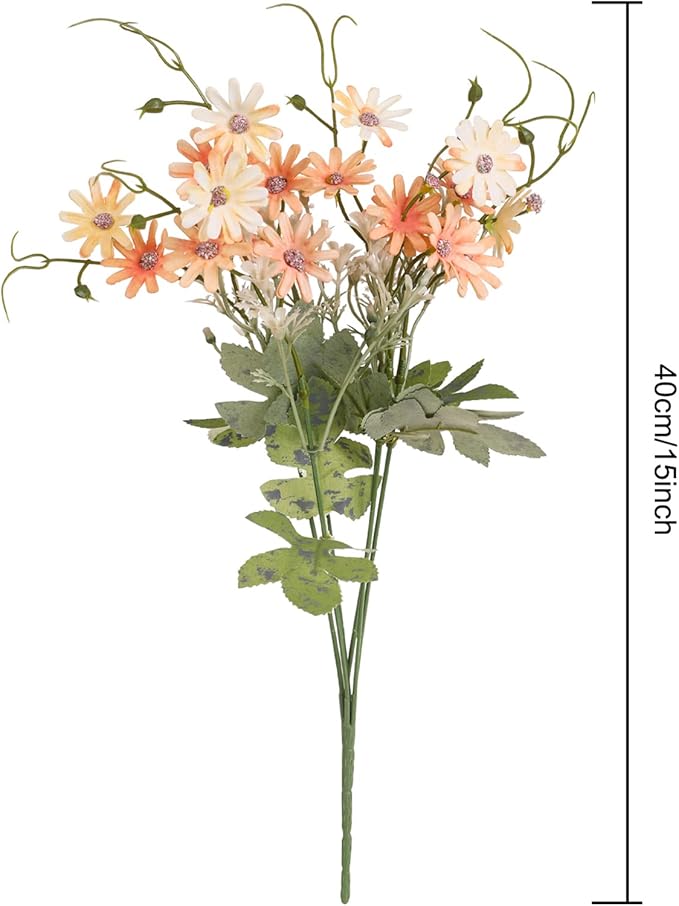 Artificial Flowers Wildflowers Silk Daisy Spring Fake Daisies Decoration Summer UV Resistant Colorful Mixed Bundles Faux Greenery Outdoor Plant Stem Filler for Home Decor Indoor Floral Arrangements