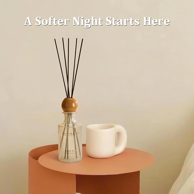 COCORRÍNA White Pine Reed Diffuser 8.5 oz, Home Fragrance Oil Diffuser with 6 Reed Sticks, Long-Lasting Scent for Bathroom, Bedroom & Home Décor