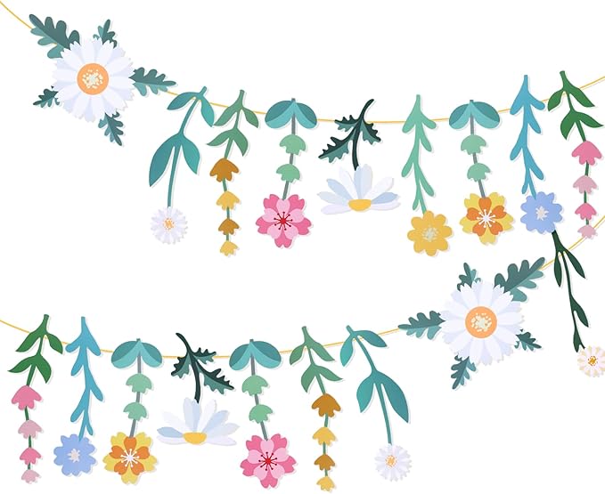 Wildflower Garland Flower Banner for Wildflower Party Decorations Floral Daisy Banner for Spring Party Supplies Baby Shower Decor Birthday Tea Party Decorations Wedding Decor