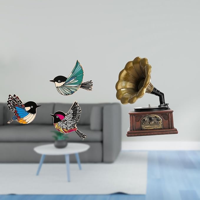 Fenteer Bird Wall Hanging Decor Bird Wall Figurine Wooden Flying Birds Sculpture Handcrafts Crafted from Wood and Resin Suitable for Living Room Bed