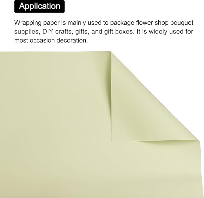 MECCANIXITY Set of 20 Flower Wrapping Paper 22.8x22.8 Inch Waterproof Florists Wrapping Paper for Florist Bouquet Supplies, DIY Crafts, Gift/Gift Box Packaging Light Green