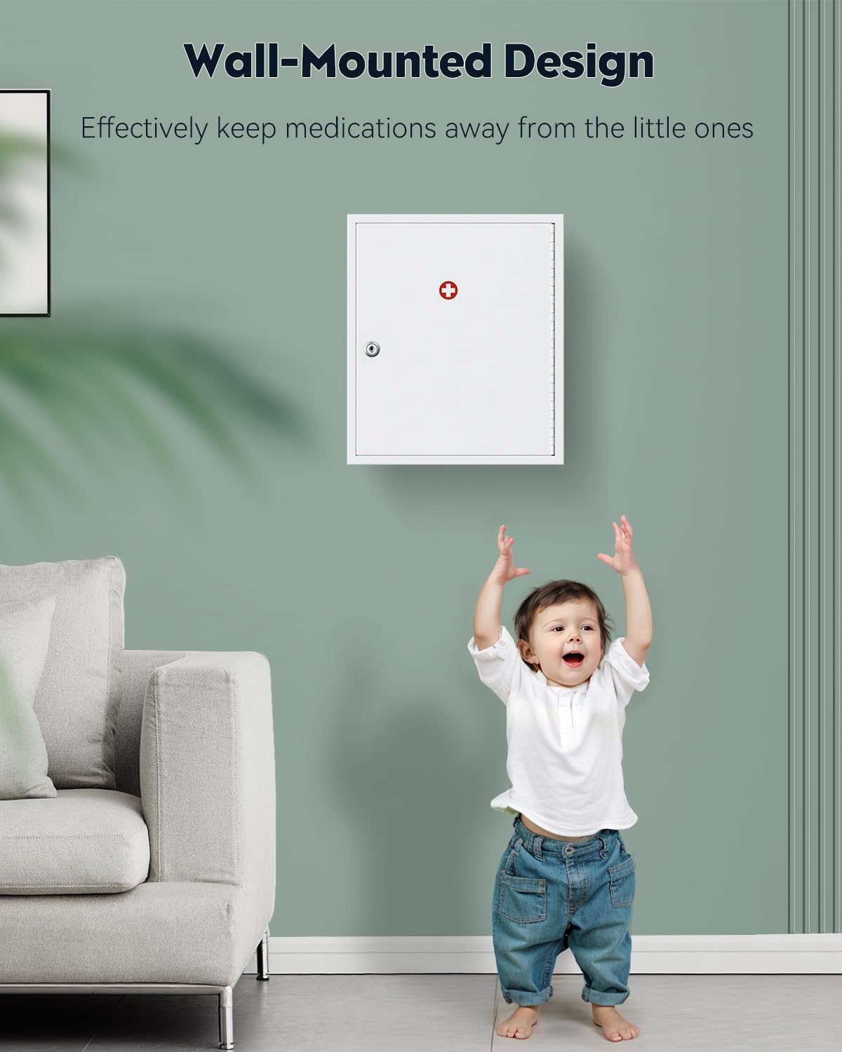 Uniclife Wall Mount Medicine Cabinet - Lockable Steel Storage Organizer | Large Capacity, White