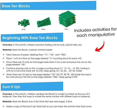 Hand2Mind Take Home Math Manipulatives Kit - 293 Pieces with Snap Cubes, Base Ten Blocks & More