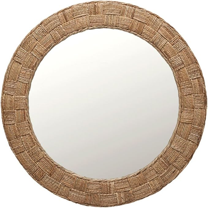 KOUBOO Round Rope Wall Mirror, Chequered, Beige/Natural