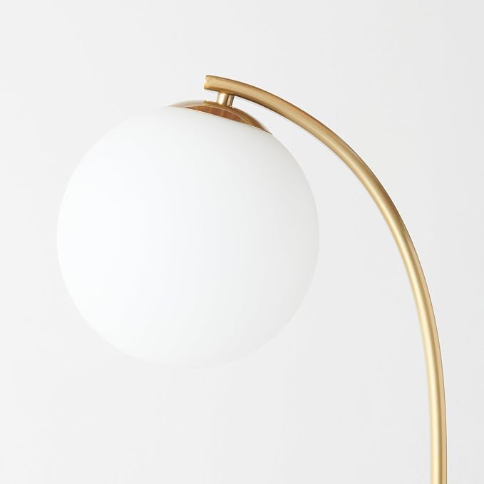 Brightech Luna Drop 75 in. Antique Brass Modern 1-Light LED Energy Efficient Floor Lamp with Frosted White Glass Globe Shade FL-LNDRP-BRS