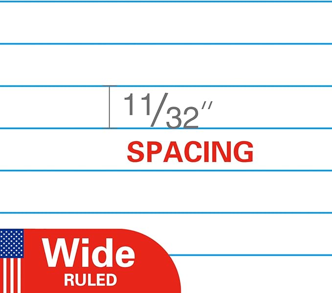 WritePads Loose Leaf Notebook Paper, 8"x10-1/2" Wide Ruled Lined Paper, Bulk Filler Paper, 3 Hole Punched For 3 Ring Binder, 150 Sheets/Pack, 24PK Per Carton, 3600 Sheets, Made In USA