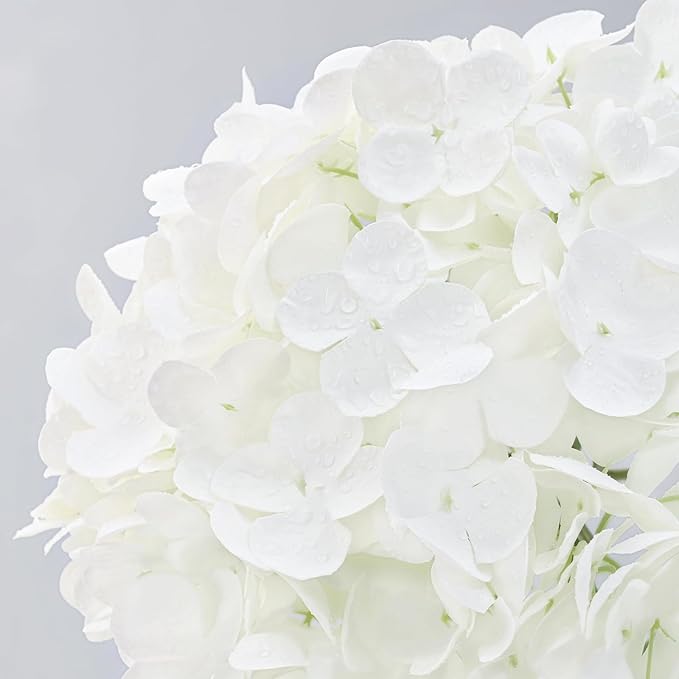 MARTINE MALL 4Pcs 21in Hydrangea Artificial Flowers, Latex Real Touch Hydrangeas Lifelike Large Hydrangea Flowers for Home Decor Party Arrangements Wedding Bouquets Centerpieces (White)