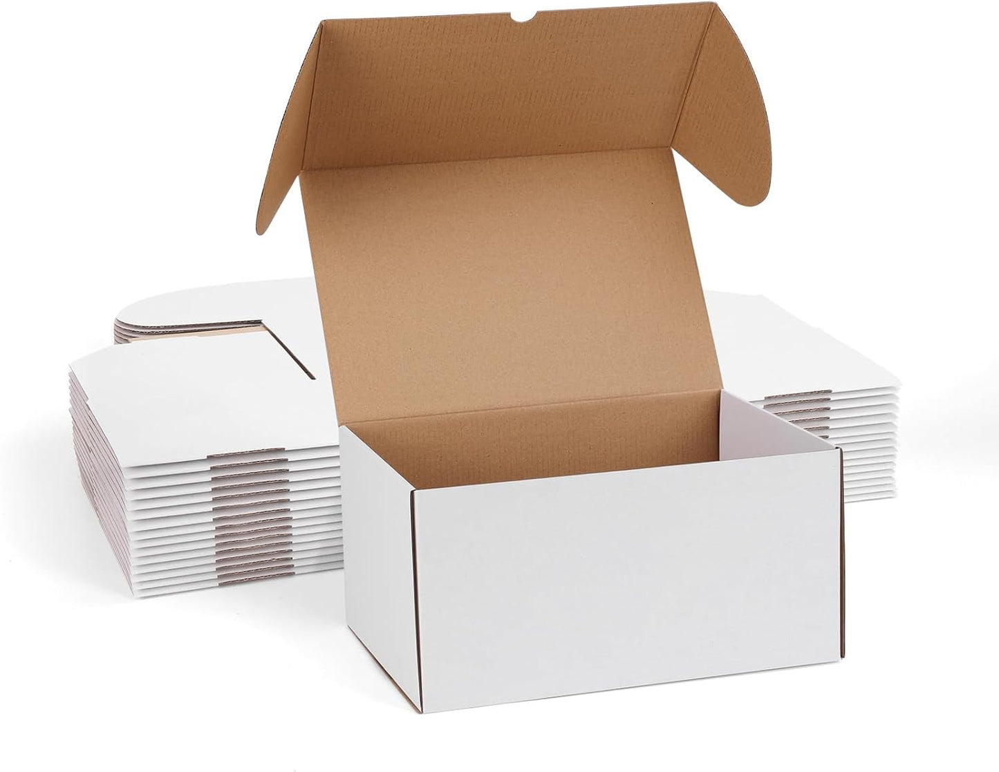 ZBEIVAN White Shipping Boxes - Set of 15 Corrugated Cardboard Mailers for Small Business Packaging