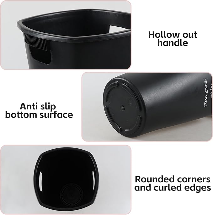 4-Pack Tall Flower Plant Buckets with Handles, Wake Up Flower Display Buckets, Flower Display Plastic Buckets, Black