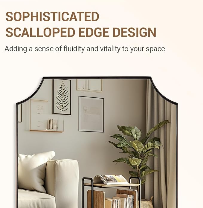 ANDY STAR 30x40 Inch Bathroom Mirror, Brushed Bronze Rectangle Scalloped Mirror, Antique Bronze Mirror with Premium Stainless Steel Metal Frame, Large Wall-Mounted Mirror (Horizontal/Vertical)